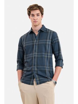 Snitch - Navy Blue Checks Full Sleeves Shirt