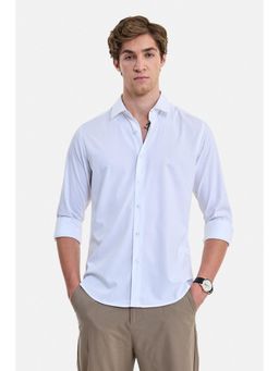 Snitch - White Solid/Plain Full Sleeves Shirt