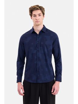 Snitch - Navy Blue Solid/Plain Full Sleeves Shirt