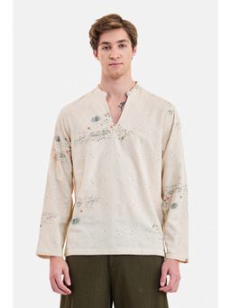 Snitch - Cream Embroidered Full Sleeves Shirt