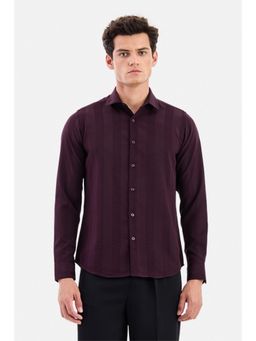 Snitch - Wine Textured Full Sleeves Shirt