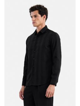 Snitch - Black Textured Full Sleeves Shirt