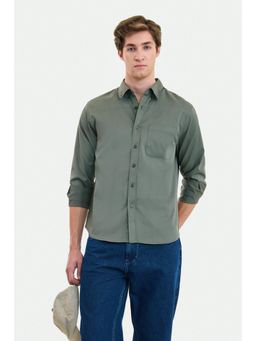 Snitch - Green Textured Full Sleeves Shirt