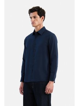 Snitch - Navy Blue Solid/Plain Full Sleeves Shirt