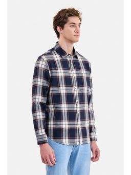 Snitch - Navy Blue Checks Full Sleeves Shirt