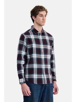 Snitch - Burgundy Checks Full Sleeves Shirt