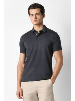 Van Heusen - Men Grey Printed Collar Neck Polo T-Shirt