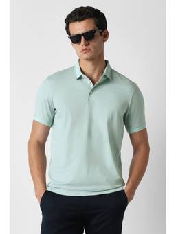 Van Heusen - Men Blue Printed Collar Neck Polo T-Shirt