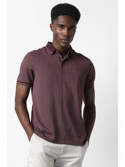 Van Heusen - Men Mauve Printed Collar Neck Polo T-Shirt