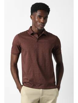 Van Heusen - Men Brown Printed Collar Neck Polo T-Shirt