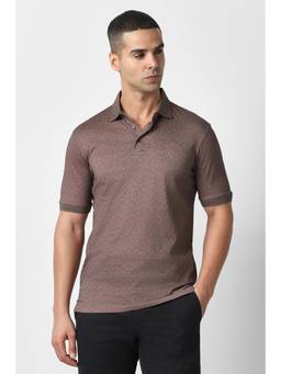 Van Heusen - Men Wine Paisley Collar Neck Polo T-Shirt