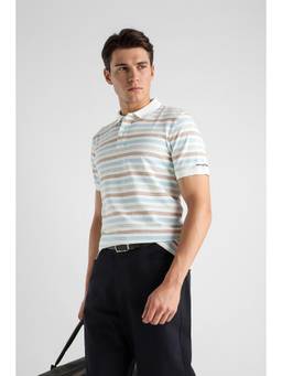 Van Heusen - Men Multi-Color Stripes Collar Neck Polo T-Shirt