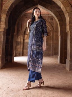 Aurelia - Blue Gilet, Kurta and Narrow Palazzo Festive (Set of 3)
