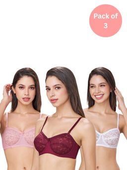 bodyline - Multi Color Lace Non Padded Bra (Pack of 3)