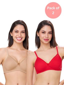 bodyline - Multi Color Cotton Tencel Spandex Padded Bra (Pack of 2)
