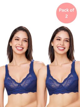 bodyline - Blue Lace Non Padded Bra (Pack of 2)