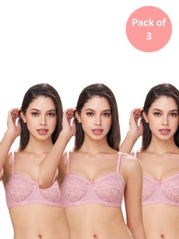 bodyline - Pink Lace Non Padded Bra (Pack of 3)