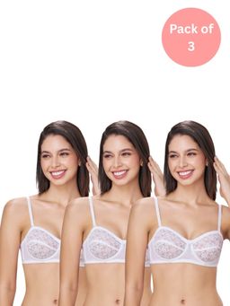 bodyline - White Lace Non Padded Bra (Pack of 3)