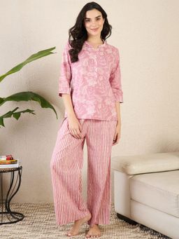 July Nightwear - Peach Cotton Top With Pyjama