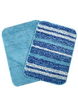 Saral Home - Blue Microfiber Anti Skid Bath Mat 35x50 cm (Pack of 2)