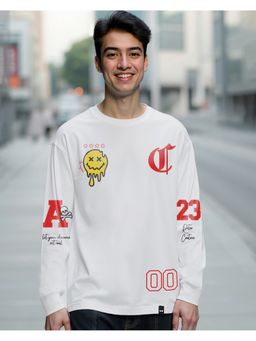 Bewakoof - White Retro Couture Graphic Printed Oversized T-Shirt