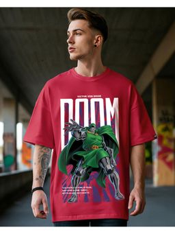Bewakoof - Marvel Bold Red Doom Graphic Printed Oversized T-Shirt