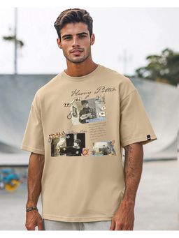 Bewakoof - Harry Potter Ginger Root Brown Graphic Printed Oversized T-Shirt