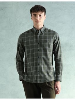 Arrow Sports - Green Grid Tattersall Checked Dobby Shirt