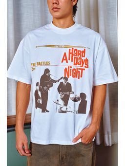 Bonkers Corner - White Hard Days Night Oversized T-Shirt