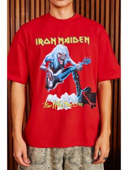 Bonkers Corner - Red Iron Maiden Oversized T-Shirt