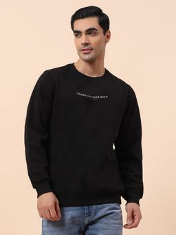 Cantabil - Black Breathable and Soft with Colour Fastness Regular Fit Sweatshirt