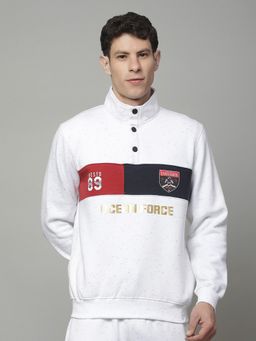 Cantabil - Off White Breathable and Soft with Colour Fastness Regular Fit Sweatshirt