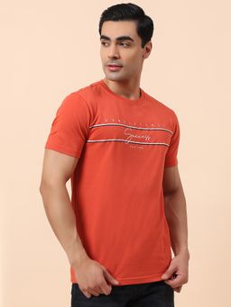 Cantabil - Rust Breathable and Soft with Colour Fastness Regular Fit T-Shirt