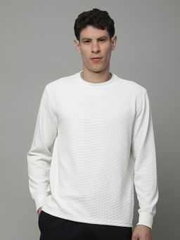 Cantabil - Off White Breathable and Soft with Colour Fastness Regular Fit T-Shirt