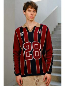 Bonkers Corner - Maroon Mickey Home Run Full Sleeves Polo T-Shirt