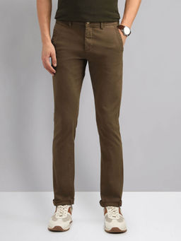 AD By Arvind - Green Modern Slim Fit Solid Chinos