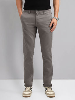 AD By Arvind - Grey Modern Slim Fit Solid Chinos