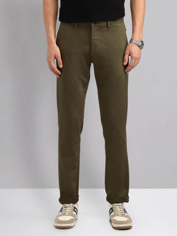 AD By Arvind - Green Modern Slim Fit Solid Chinos