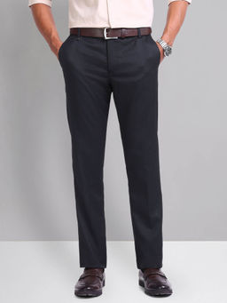 AD By Arvind - Blue Mid Rise Flat Front Trousers