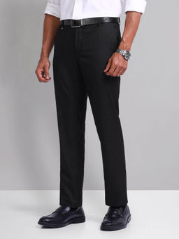 AD By Arvind - Black Smart Flex Checked Trousers