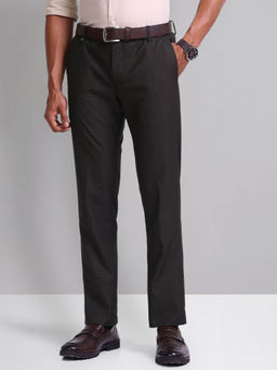 AD By Arvind - Brown Smart Flex Textured Trousers