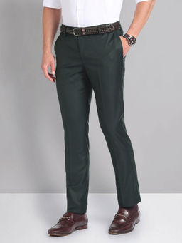 AD By Arvind - Green Outline Check Smart Flex Trousers