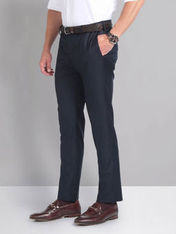 AD By Arvind - Blue Outline Check Smart Flex Trousers