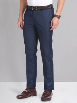 AD By Arvind - Blue Outline Check Smart Flex Trousers