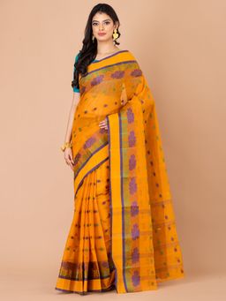 LAA CALCUTTA - Mustard Yellow Pure Cotton Tant Saree