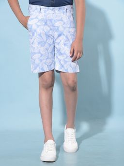 CRIMSOUNE CLUB - Boy's Blue Floral Print Cotton Shorts