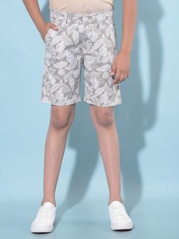 CRIMSOUNE CLUB - Boy's Grey Floral Print Cotton Shorts