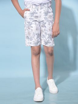 CRIMSOUNE CLUB - Boy's White Floral Print Cotton Shorts