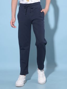CRIMSOUNE CLUB - Boy's Navy Blue Solid Trackpant