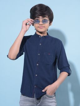 CRIMSOUNE CLUB - Boy's Blue Cotton Denim Shirt